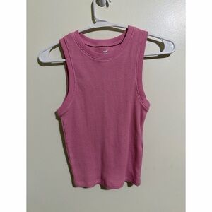 Hollister Pink Ribbed Crew Crop Tank